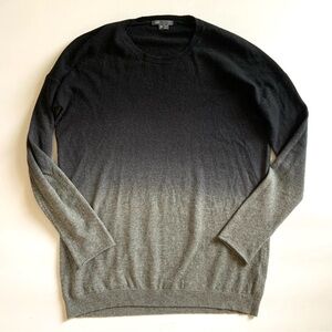 Vince Ombré Cashmere Wool Sweater Womens Medium Black Gray Long Sleeve Crew Neck